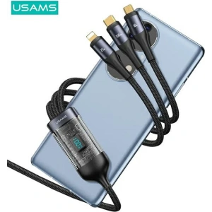 Hurtownia GSM - Kábel 3w1 USAMS US-SJ600 USB-C / Lightning / microUSB / USB-C 100W 1,2m fekete/black - USA1042 - {ean13} - Hurt