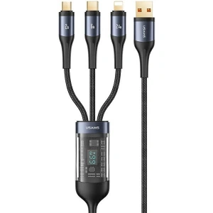 Hurtownia GSM - Kábel 3w1 USAMS US-SJ582 USB-A / Lightning / microUSB / USB-C 66W 1,2m fekete/black - USA1043 - {ean13} - Hurt
