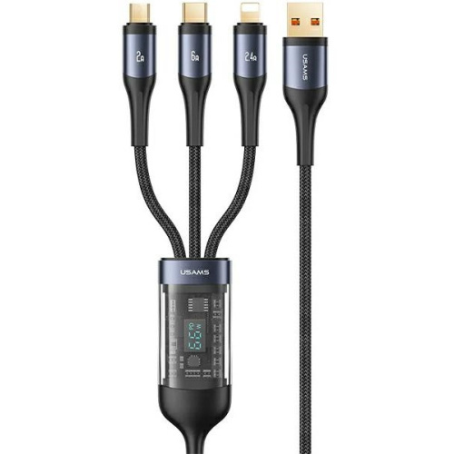 Hurtownia Usams - 6958444901916 - USA1043 - Kabel 3w1 USAMS US-SJ582 USB-A / Lightning / microUSB / USB-C 66W 1,2m czarny/black - B2B homescreen