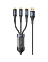 Kabel 3w1 USAMS US-SJ582 USB-A / Lightning / microUSB / USB-C 66W 1,2m schwarz/black