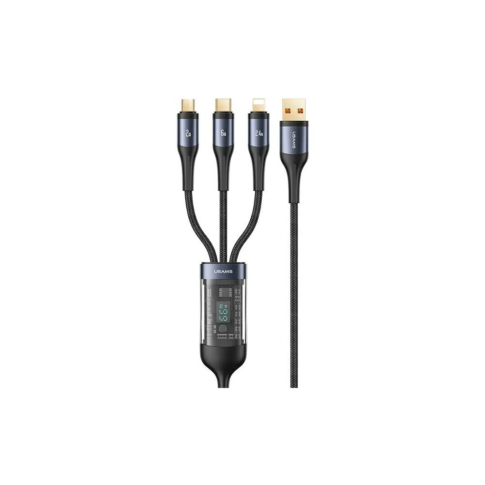 Hurtownia GSM - Kabel 3w1 USAMS US-SJ582 USB-A / Lightning / microUSB / USB-C 66W 1,2m schwarz/black - USA1043 - {ean13} - Hurt