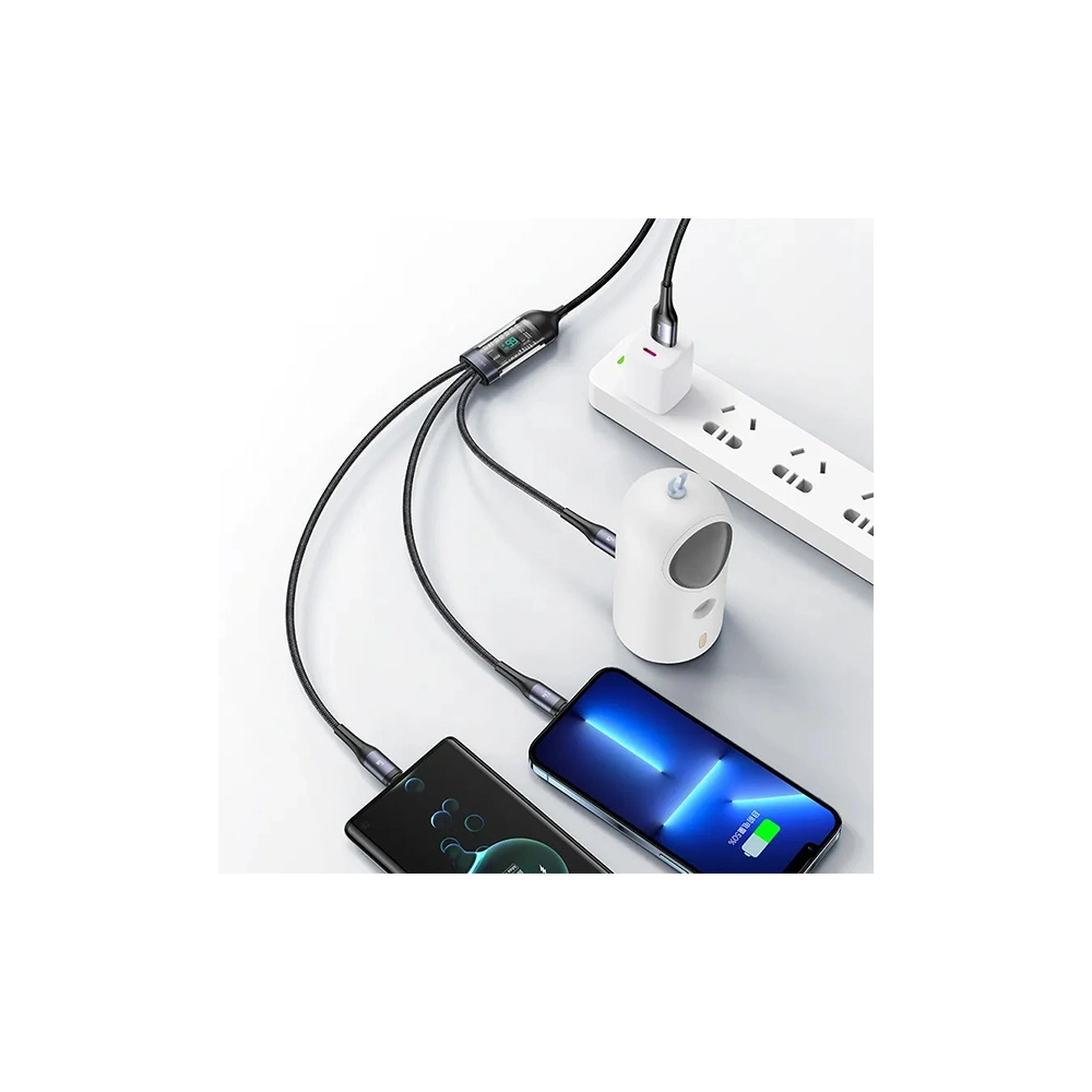 Hurtownia GSM - Kabel 3w1 USAMS US-SJ582 USB-A / Lightning / microUSB / USB-C 66W 1,2m schwarz/black - USA1043 - {ean13} - Hurt