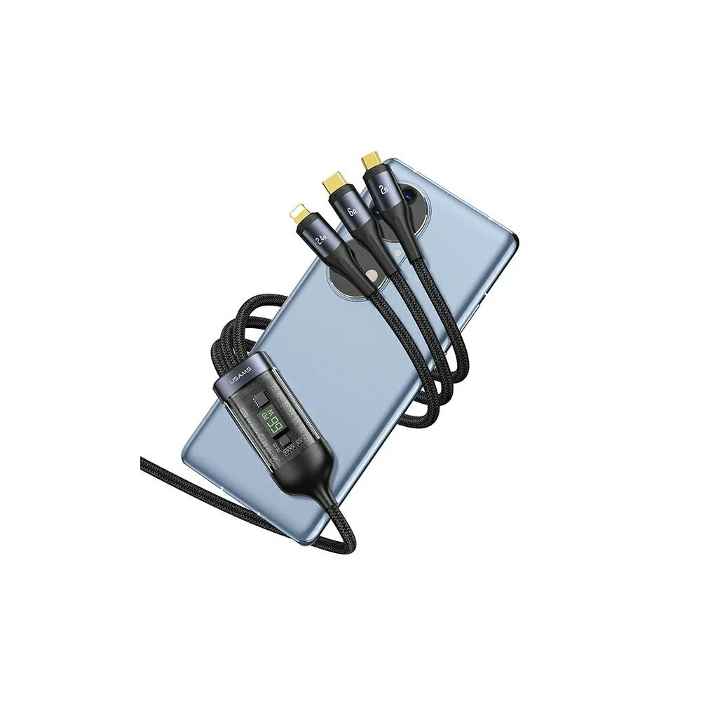 Hurtownia GSM - Kábel 3w1 USAMS US-SJ582 USB-A / Lightning / microUSB / USB-C 66W 1,2m fekete/black - USA1043 - {ean13} - Hurt