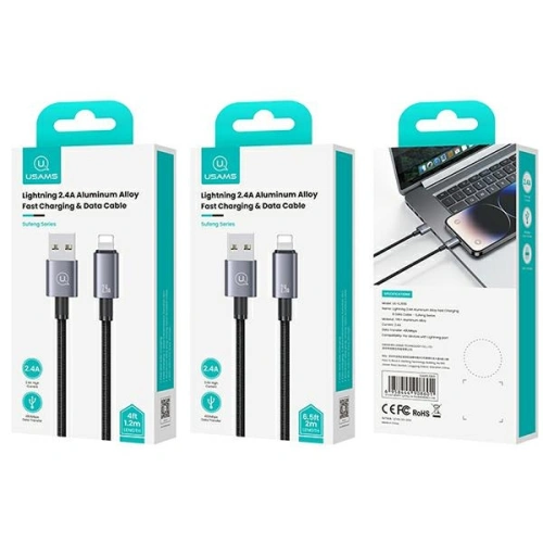 Kabel USAMS US-SJ667 USB-A / Lightning 2,4A 1,2m Fast Charging stalowy/tarnish