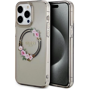 Hurtownia GSM - Etui Guess GUHMP15XHFWFCK Apple iPhone 15 Pro Max hardcase IML Flowers Wreatch MagSafe černý/black - GUE3321 - {ean13} - Hurt