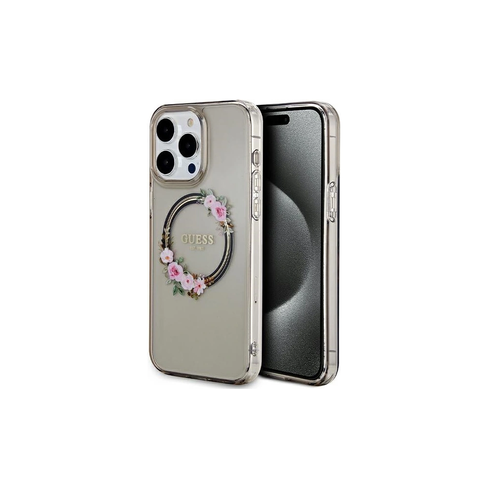 Hurtownia GSM - Case Guess GUHMP15XHFWFCK Apple iPhone 15 Pro Max Hardcase IML Blumen Wreatch MagSafe schwarz/black - GUE3321 - {ean13} - Hurt