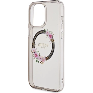 Wholesale Guess GUHMP15XHFWFCK Apple iPhone 15 Pro Max hardcase IML Flowers Wreatch MagSafe black - GUE3321 - {ean13} - Hurt