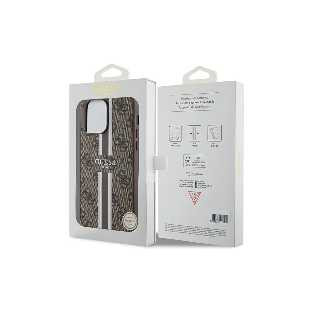 Hurtownia GSM - Case Guess GUHMP15XP4RPSW Apple iPhone 15 Pro Max Hardcase 4G Gedruckte Streifen MagSafe braun/brown - GUE3323 - {ean13} - Hurt