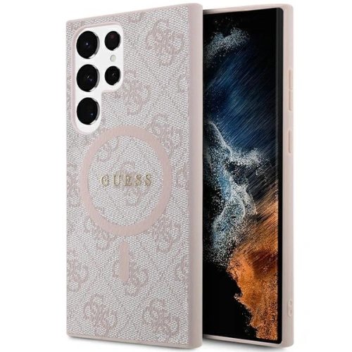 Etui Guess GUHMS24LG4GFRP Samsung Galaxy S24 Ultra hardcase 4G Collection Leather Metal Logo MagSafe różowy/pink