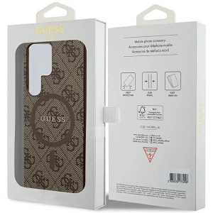 Etui Guess GUHMS24LG4GFRW Samsung Galaxy S24 Ultra hardcase 4G Collection Leather Metal Logo MagSafe brązowy/brown