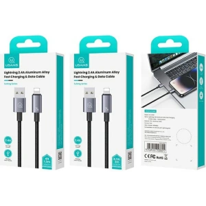 Hurtownia GSM - USAMS US-SJ669 USB-A / Lightning 2,4A 2m Gyors Töltő Kábel fém/szürke - USA1049 - {ean13} - Hurt