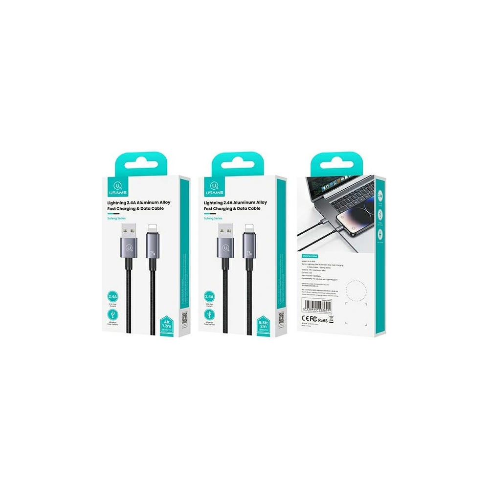 Hurtownia GSM - Kabel USAMS US-SJ669 USB-A / Lightning 2,4A 2m Rychlé nabíjení ocelový/rezavý - USA1049 - {ean13} - Hurt