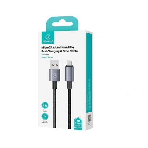 Kabel USAMS US-SJ668 USB-A / Micro-USB 2A 1,2m Fast Charging stalowy/tarnish