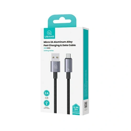 Kabel USAMS US-SJ670 USB-A / Micro-USB 2A 2m Fast Charging stalowy/tarnish