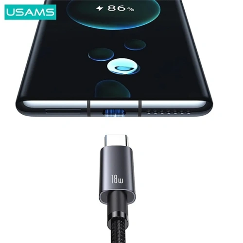 Kabel USAMS US-SJ680 USB-A / USB-C 3A 0,25m Fast Charging stalowy/tarnish