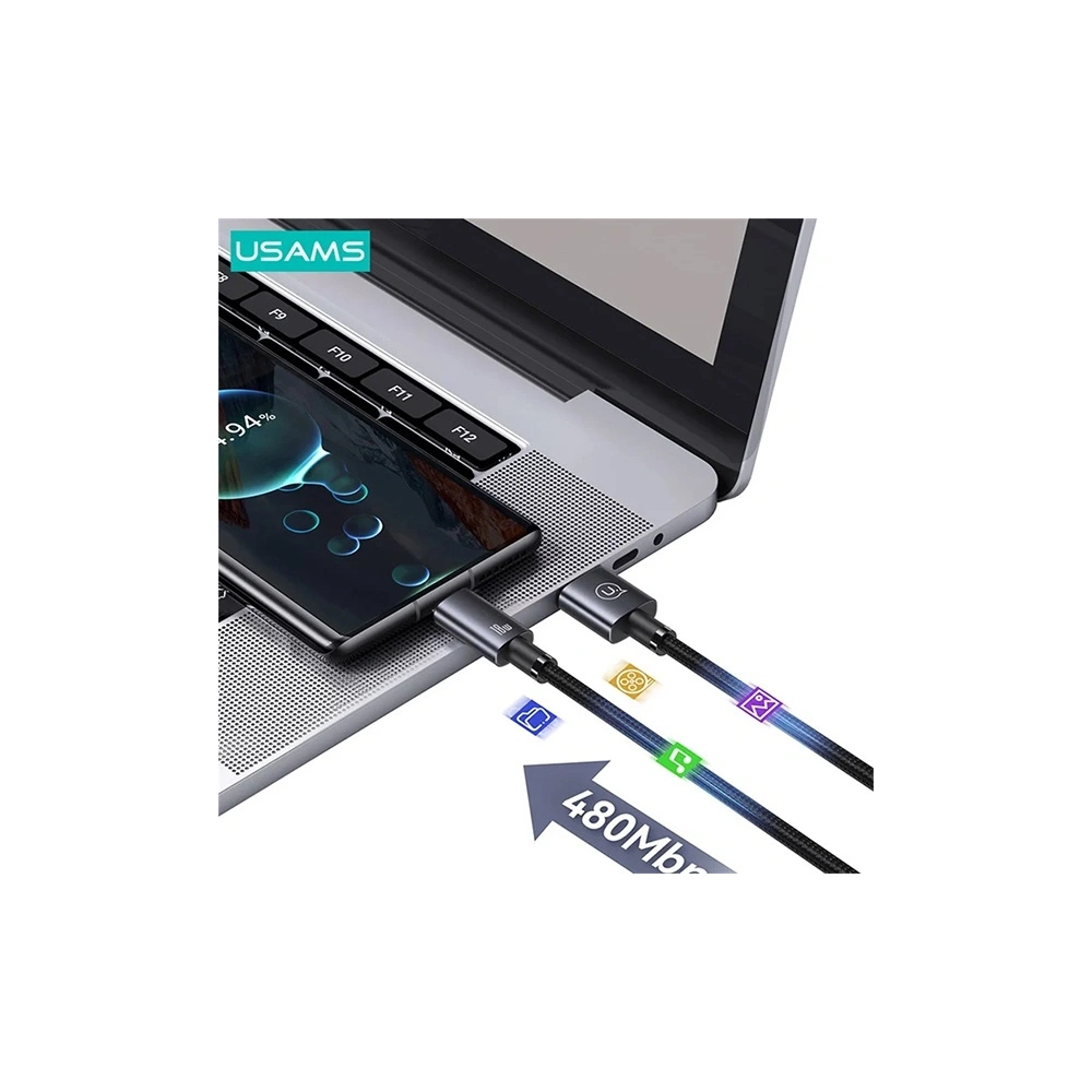 Hurtownia GSM - Kabel USAMS US-SJ680 USB-A / USB-C 3A 0,25m Rychlé nabíjení ocelový/rezavý - USA1052 - {ean13} - Hurt