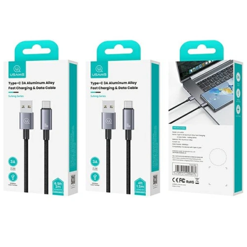 Kabel USAMS US-SJ663 USB-A / USB-C 3A 1,2m Fast Charging stalowy/tarnish