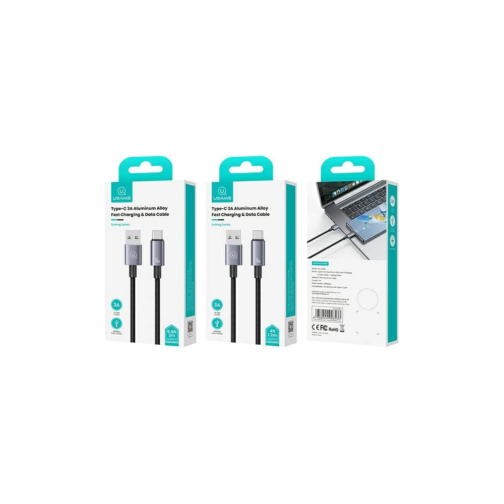 Hurtownia GSM - Kabel USAMS US-SJ663 USB-A / USB-C 3A 1,2m Rychlé nabíjení ocelový/rezavý - USA1053 - {ean13} - Hurt