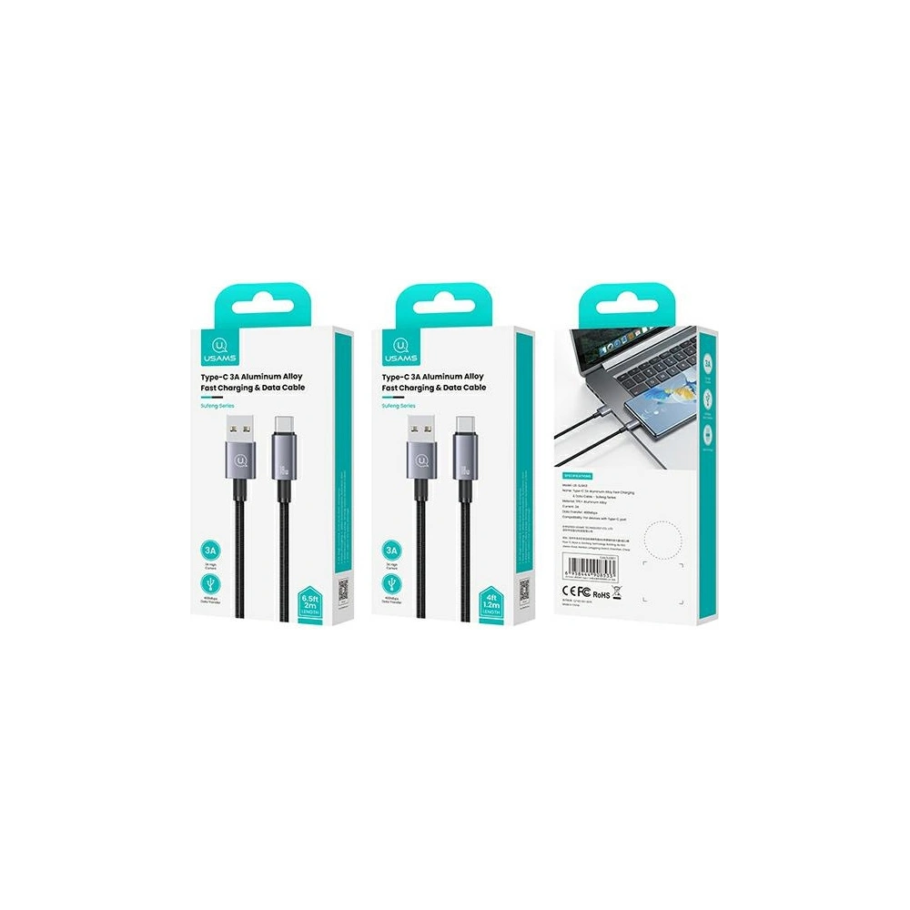 Hurtownia GSM - Kabel USAMS US-SJ666 USB-A / USB-C 3A 2m rychlé nabíjení ocelový/rezavý - USA1054 - {ean13} - Hurt