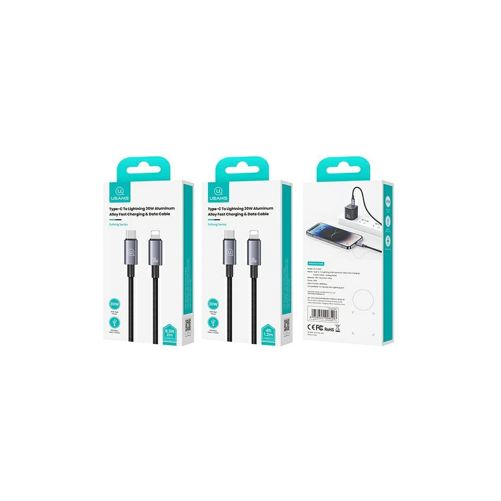 Hurtownia GSM - Cablul USAMS US-SJ662 USB-C / Lightning 30W 1,2m Încărcare rapidă oțel/întunecat - USA1055 - {ean13} - Hurt