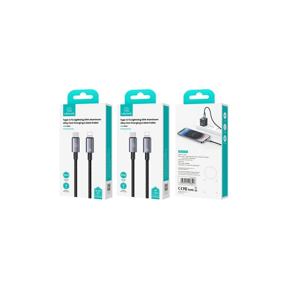 Hurtownia GSM - Kabel USAMS US-SJ665 USB-C / Lightning 30W 2m Rychlé nabíjení ocelový/rezavý - USA1056 - {ean13} - Hurt