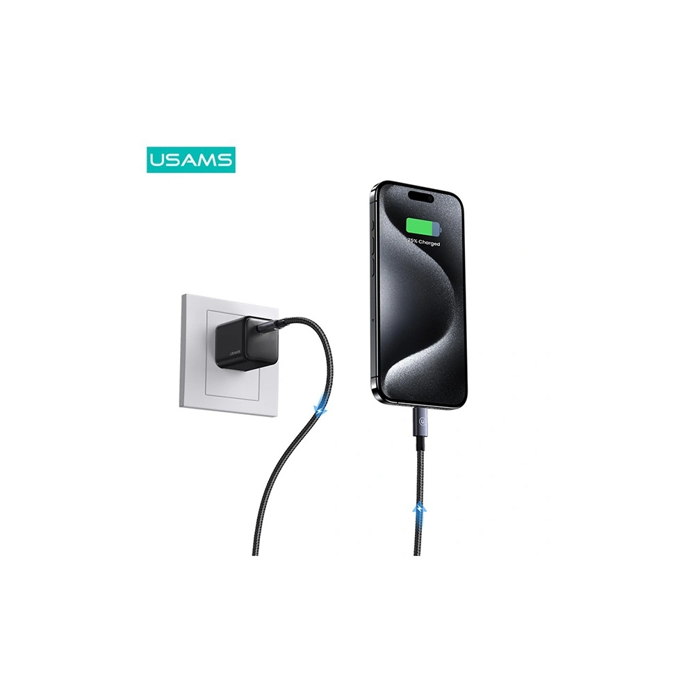 Hurtownia GSM - Cablu USAMS US-SJ678 USB-C / USB-C 60W 0,25m Încărcare rapidă oțel/întunecare - USA1057 - {ean13} - Hurt