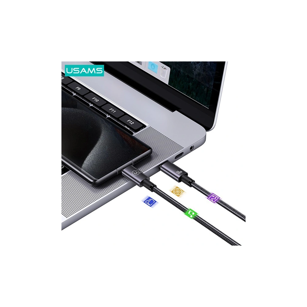 Hurtownia GSM - Cablu USAMS US-SJ678 USB-C / USB-C 60W 0,25m Încărcare rapidă oțel/întunecare - USA1057 - {ean13} - Hurt