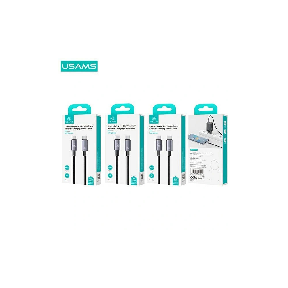 Hurtownia GSM - Cablu USAMS US-SJ678 USB-C / USB-C 60W 0,25m Încărcare rapidă oțel/întunecare - USA1057 - {ean13} - Hurt