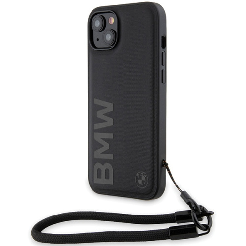 BMW Distributor - 3666339232658 - BMW611 - BMW BMHCP15S23RMRLK Apple iPhone 15 / 14 / 13 hardcase Signature Leather Wordmark Cord black - B2B homescreen