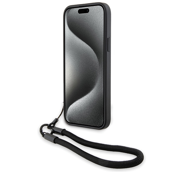 Kryt BMW BMHCP15S23RMRLK Apple iPhone 15 / 14 / 13 hardcase Signature Leather Wordmark Cord black