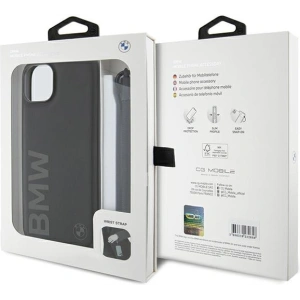 Wholesale BMW BMHCP15S23RMRLK Apple iPhone 15 / 14 / 13 hardcase Signature Leather Wordmark Cord black - BMW611 - {ean13} - Hurt