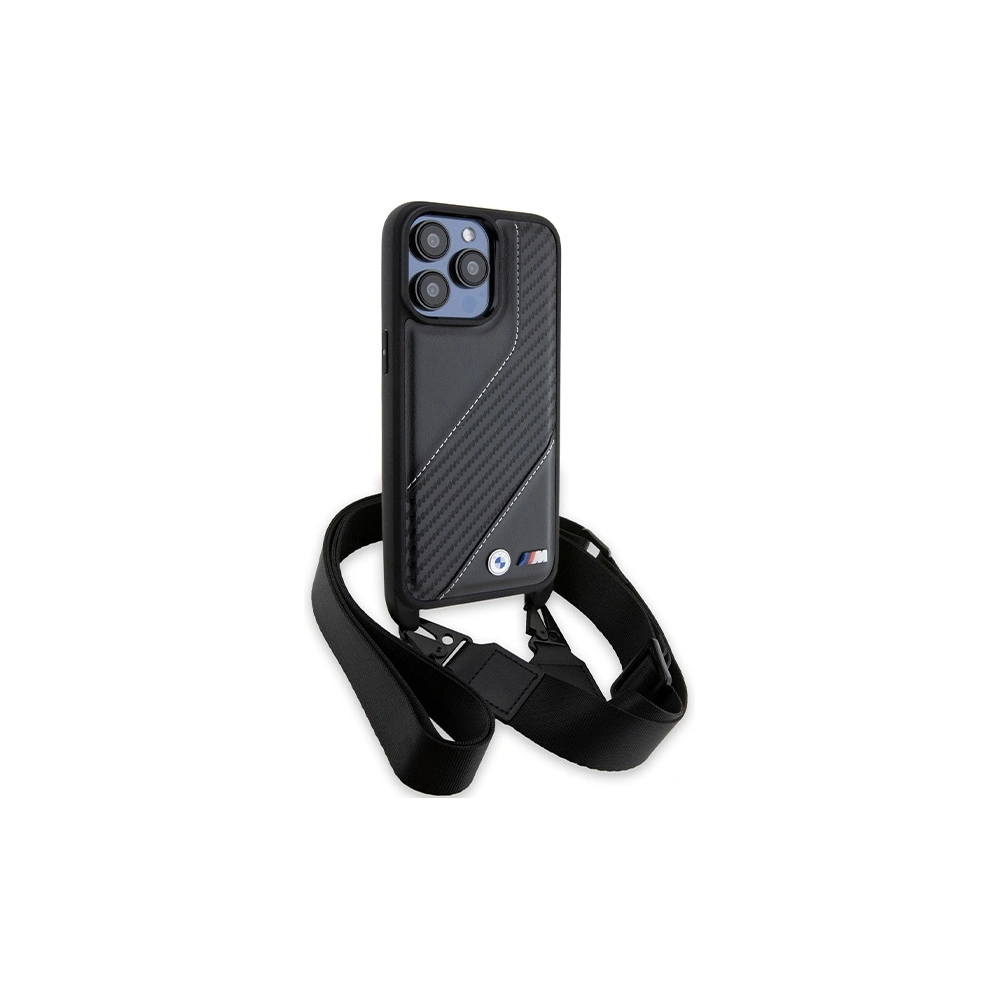 Hurtownia GSM - Case BMW BMHCP15X23PSCCK Apple iPhone 15 Pro Max Hardcase M Edition Carbon Stripe & Strap schwarz/black - BMW612 - {ean13} - Hurt