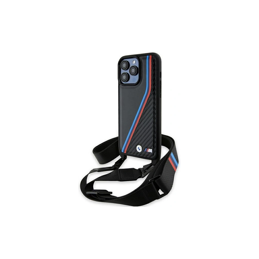 Hurtownia GSM - Case BMW BMHCP15X23PSVTK Apple iPhone 15 Pro Max Hardcase M Edition Carbon Tricolor Lines & Strap schwarz/black - BMW613 - {ean13} - Hurt
