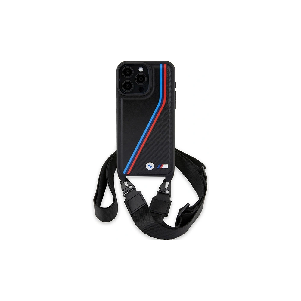Hurtownia GSM - Case BMW BMHCP15X23PSVTK Apple iPhone 15 Pro Max Hardcase M Edition Carbon Tricolor Lines & Strap schwarz/black - BMW613 - {ean13} - Hurt