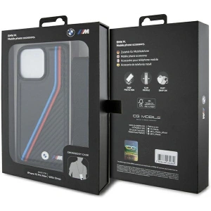 Hurtownia GSM - Case BMW BMHCP15X23PSVTK Apple iPhone 15 Pro Max Hardcase M Edition Carbon Tricolor Lines & Strap schwarz/black - BMW613 - {ean13} - Hurt