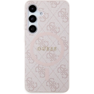 Etui Guess GUHMS24SG4GFRP Samsung Galaxy S24 keménytok 4G Kollekció Bőr Fém Logó MagSafe rózsaszín/pink