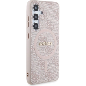 Etui Guess GUHMS24SG4GFRP Samsung Galaxy S24 hardcase 4G Collection Leather Metal Logo MagSafe różowy/pink
