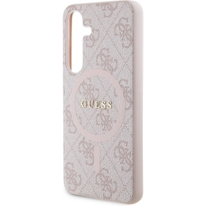 Etui Guess GUHMS24SG4GFRP Samsung Galaxy S24 hardcase 4G Collection Leather Metal Logo MagSafe różowy/pink