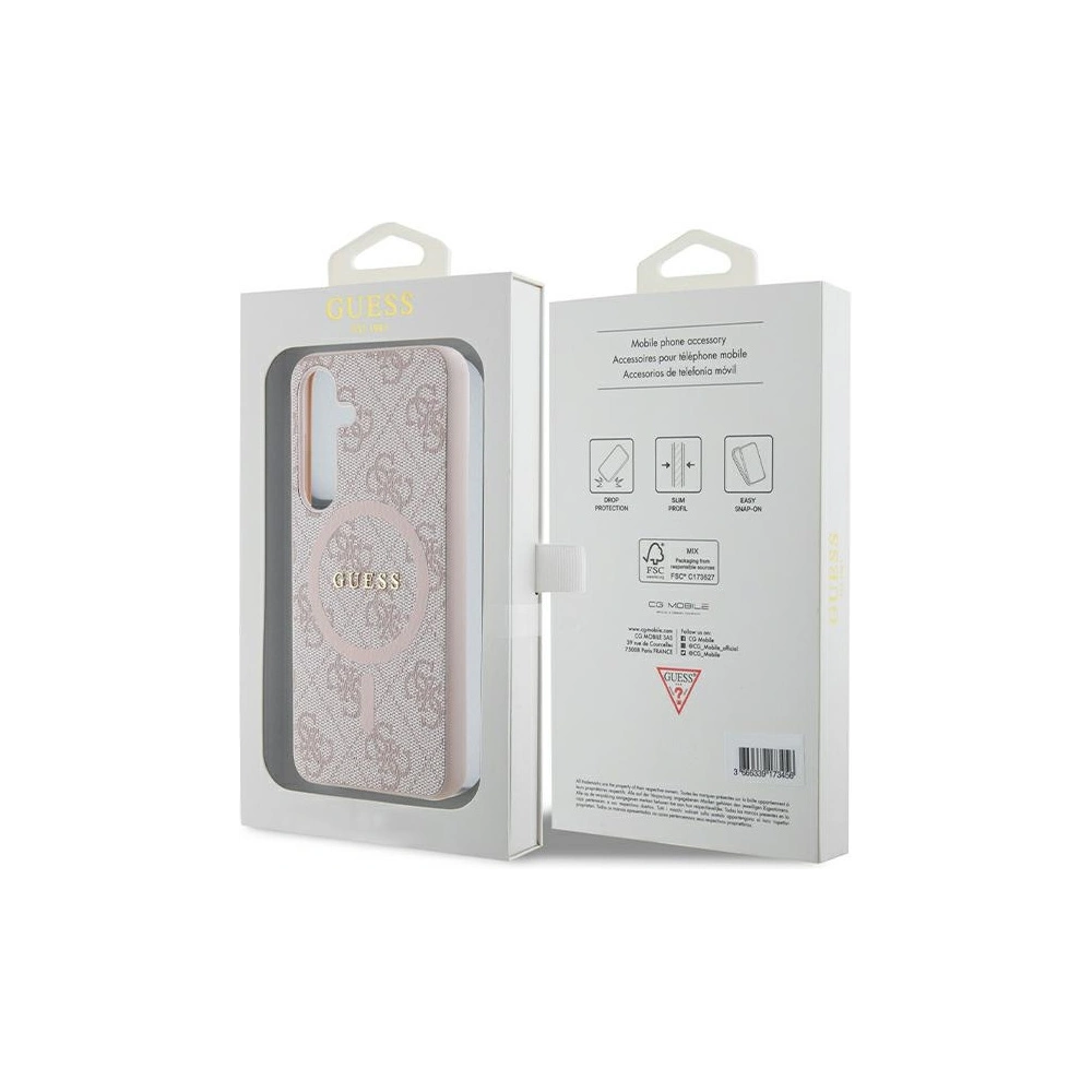 Hurtownia GSM - Etui Guess GUHMS24SG4GFRP Samsung Galaxy S24 tvrdý kryt 4G Collection Kůže Metal Logo MagSafe růžový/pink - GUE3328 - {ean13} - Hurt