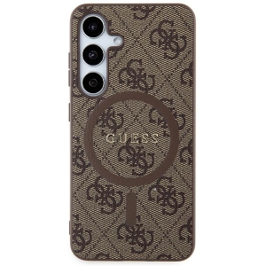Etui Guess GUHMS24SG4GFRW Samsung Galaxy S24 kemény tok 4G Kollekció Bőr Fém Logó MagSafe barna/barnás