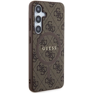 Etui Guess GUHMS24SG4GFRW Samsung Galaxy S24 kemény tok 4G Kollekció Bőr Fém Logó MagSafe barna/barnás