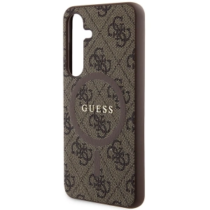 Etui Guess GUHMS24SG4GFRW Samsung Galaxy S24 kemény tok 4G Kollekció Bőr Fém Logó MagSafe barna/barnás
