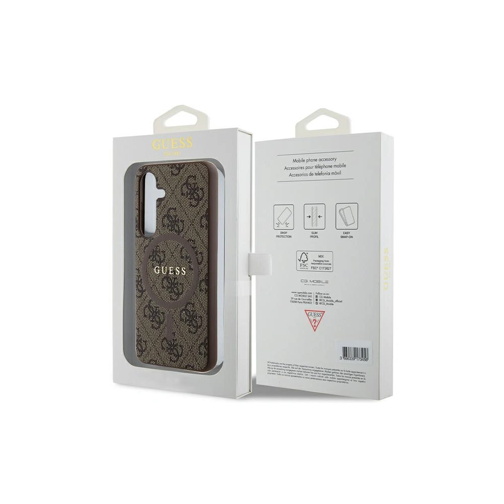 Hurtownia GSM - Case Guess GUHMS24SG4GFRW Samsung Galaxy S24 Hardcase 4G Collection Leder Metall Logo MagSafe braun/brown - GUE3329 - {ean13} - Hurt