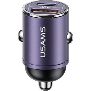 Hurtownia GSM - Încărcător auto USAMS C38 USB-A, USB-C 30W PD Încărcare Rapidă violet/purple - USA1060 - {ean13} - Hurt