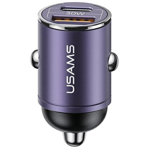 Usams Distributor - 6958444907949 - USA1060 - USAMS C38 USB-A, USB-C 30W PD Fast Charge car charger purple - B2B homescreen