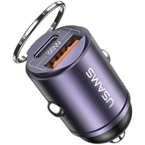 Hurtownia GSM - Încărcător auto USAMS C38 USB-A, USB-C 30W PD Încărcare Rapidă violet/purple - USA1060 - {ean13} - Hurt