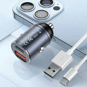 Hurtownia GSM - USAMS C38 autós töltő USB-A, USB-C 30W PD Gyors Töltés lila/purple - USA1060 - {ean13} - Hurt