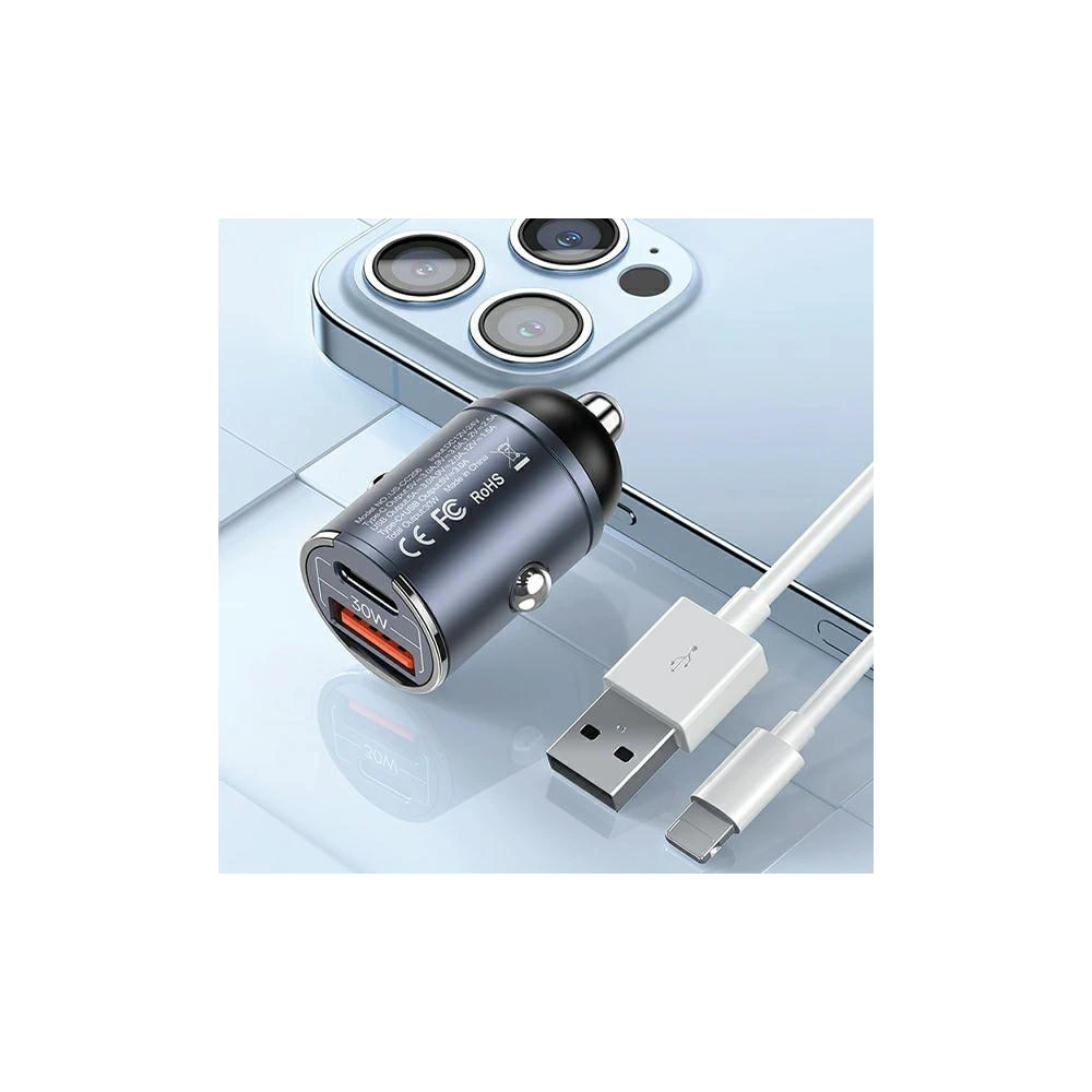 Hurtownia GSM - USAMS C38 autós töltő USB-A, USB-C 30W PD Gyors Töltés lila/purple - USA1060 - {ean13} - Hurt