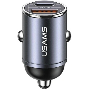 Hurtownia GSM - Încărcător auto USAMS C38 USB-A, USB-C 30W PD Încărcare rapidă oțel/întunecat - USA1061 - {ean13} - Hurt