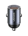 USAMS C38 autós töltő USB-A, USB-C 30W PD Gyors Töltés acél/rozsdamentes acél